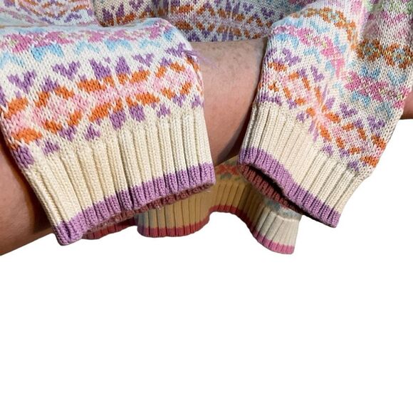 80s Hanna Andersson Pastel Fair Isle Knit Sweater Retro Winter Ski Lodge S - Picture 4 of 9
